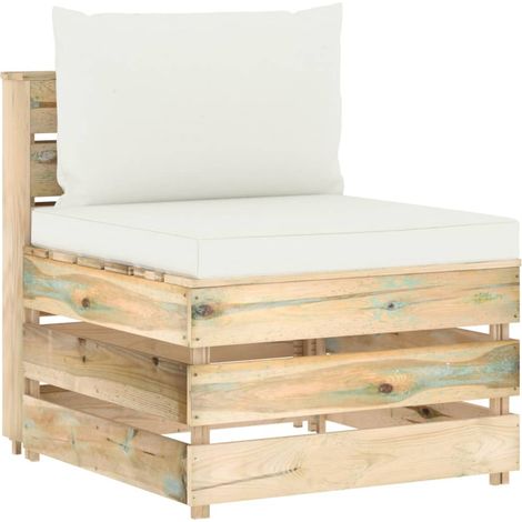 Canapé central sectionnel Canapé relax - Canapé de salon avec coussins Bois imprégné de vert BV932166 - BonneVie