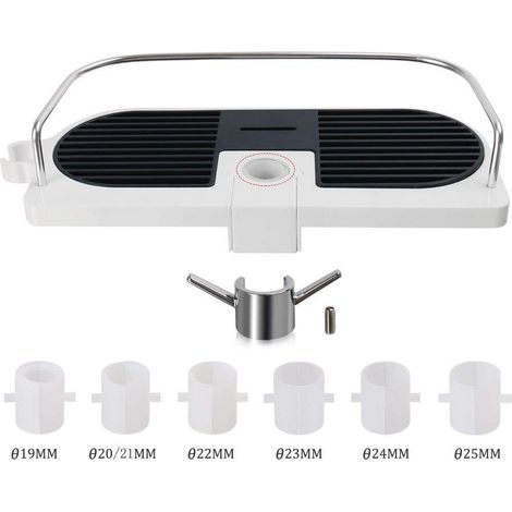 Teleskop-Duschhalter mit verstellbarer Stange aus Aluminiumlegierung, ohne Bohren, Badezimmer-Duschhalter, Duschseifenschale, Shampoo-Halter, Durchmesser 19–25 mm (1/5)