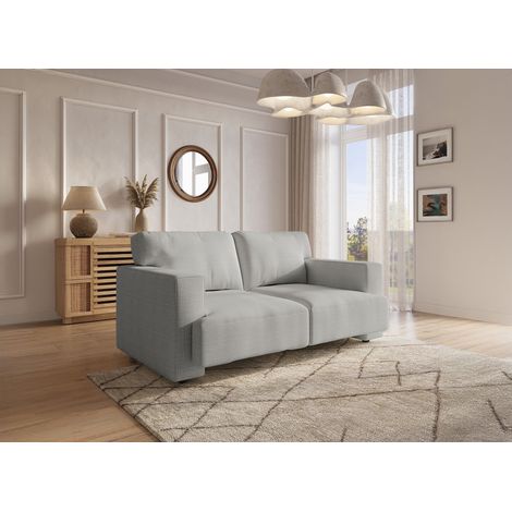 Deco in paris canape droit 2 places en tissu gris dimensions 172x98x81 cm assise moelleuse et pieds metal pour espaces restreints (1/5)