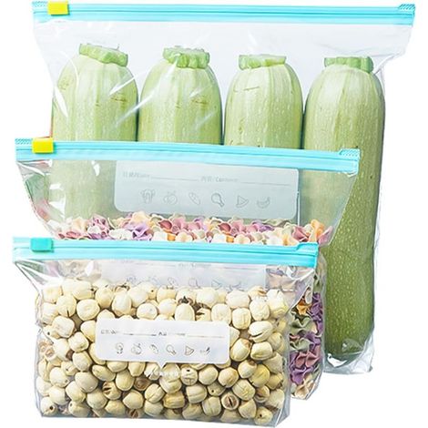 45 Pièces Sac Congelation Zip Reutilisable,3 Tailles Sachet Congelation,Matériau PE Sac de Conservation Alimentaire Ziplock Bag,Sachet Congelé Reutilisable Zip pour Légumes,Collations,Viandes (1/5)