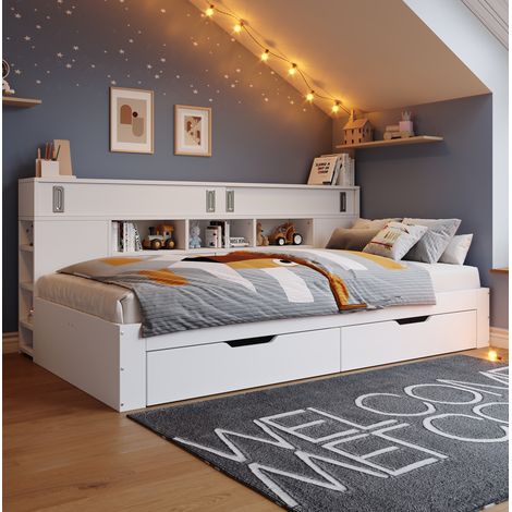 letto contenitore 140x190 con cassetti bianco OKMYHOME (1/5)