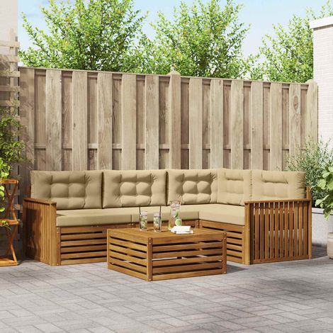 vidaXL Outdoor-Sofagarnitur mit Kissen 5 pcs Natur und Beige (1/5)