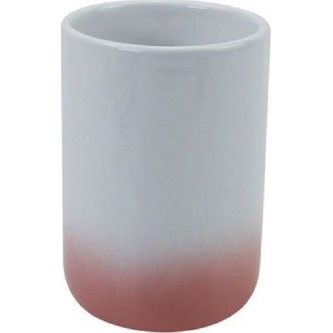 Cleafe - Bicchiere Porta Spazzolini Dentifricio Bianco Rosa Arredo Bagno Accessori 59907 - (1/2)