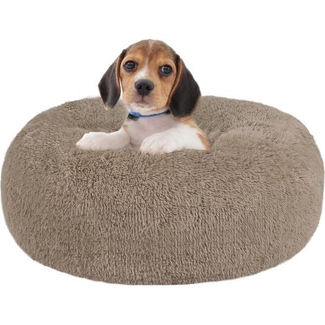Hundebett orthopädisches rund Donut L 60 x B 60 x H 18 cm Kamelbraun (1/5)