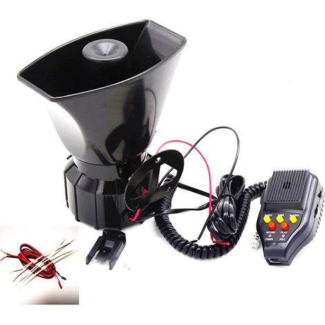 Klaxon de Voiture Corne d'Alarme de Mégaphone Avec Amplificateur de Son d'Urgence 130DB Système de Sonorisation de Micro Haut-Parleur d'Alarme Pour Tout SUV 12V (1/5)