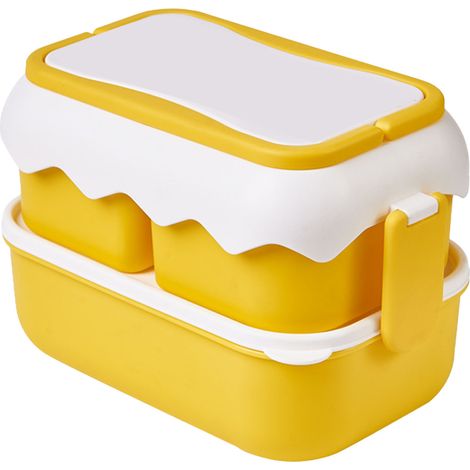 Boîte déjeuner 2 étages en plastique, portable, chauffable, étanche, pour étudiants et travailleurs, conteneur à banane. (1/5)
