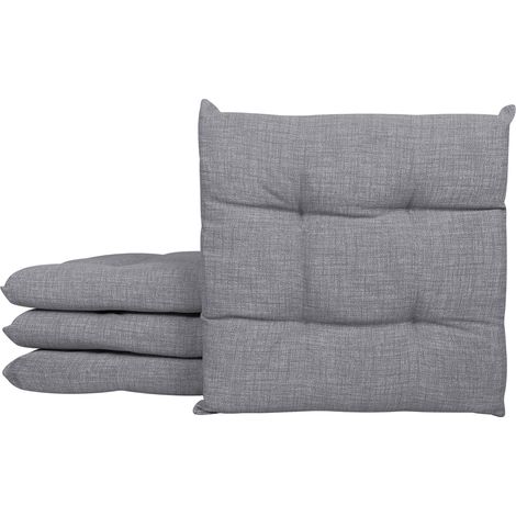 Set 4/6 Cuscini Sedia Con Lacci Cuscino 4 Punti Imbottiti Spessore 6 Cm Grigio - 4 Pezzi