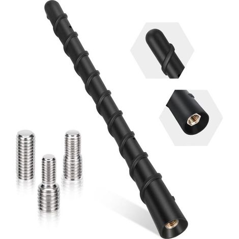 Antenne Voiture Courte Universel FM Dab Antenne Voiture 18 cm Antenne Autoradio Antenne Toit pour Une Réception AM/FM Optimale avec Super Compatibilité Vis M4, M5, M6 (1/4)