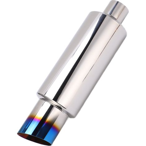Universeller Schalldämpfer aus Edelstahl, 2-Zoll-Einlass, 3-Zoll-Auslass, blaue Baumwollfüllung