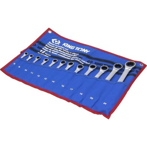 King Tony Jeu de 12 cles plate mixte a cliquet non reversibles - mrn