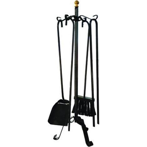 SET ATTREZZI PER CAMINO 4 PZ IN FERRO BATTUTO NERO cm..22x58h FERR 245876