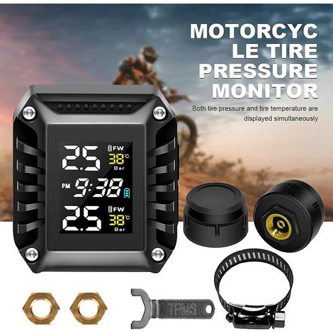 Système de surveillance de la pression des pneus TPMS sans fil pour moto et voiture (mini), avec capteur externe et alarme de température. (1/5)