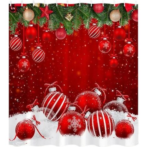 Rideau de douche Noël Fokelyi rouge – 90 x 180 cm, lot de 7 crochets (1/5)