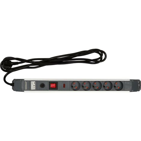 Base múltiple eléctrica, Sthor 72372, distribución eficiente de energía, ideal para hogar y oficina, 3 tomas con interruptor, cable resistente, diseño compacto, color negro