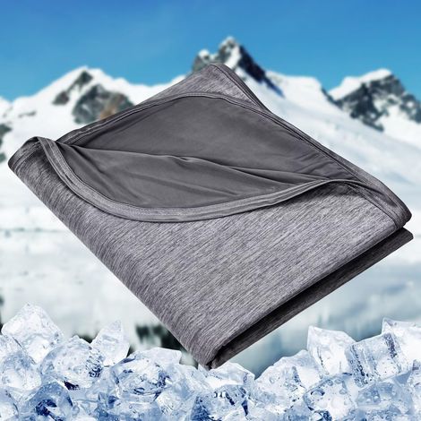 Couverture rafraîchissante – Couverture d'été légère, respirante et douce avec effet rafraîchissant renforcé double face soulage la chaleur étouffante (Noir, 60 x 80 pouces) (1/4)