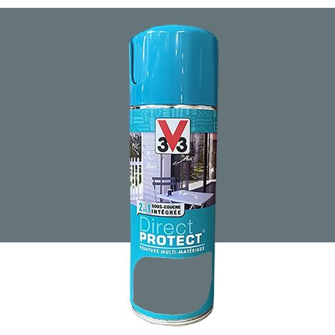 Bombe de peinture aérosol Glycéro Multi-matériaux V33 Direct Protect Gris bleuté 0,4 L (1/4)
