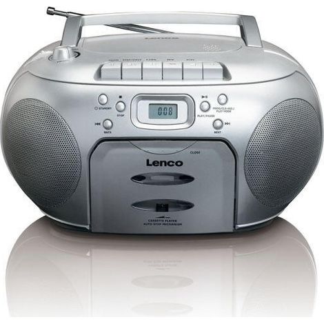Radio FM portátil Reproductor de CD-Cassette Plata (1/4)