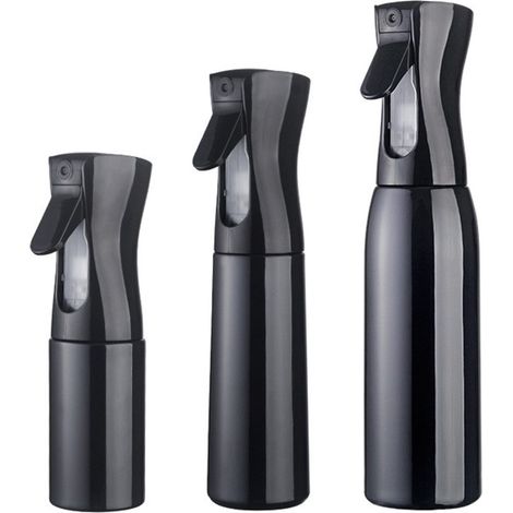 Ensemble de 3 vaporisateurs d eau noirs 500 ml 300 ml et 200 ml à brume fine continue pour plantes cheveux boucles et coiffure flacons rechargeables pour usage domestique (1/5)
