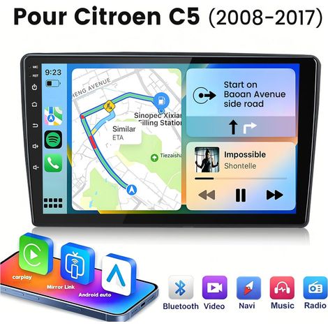 10 pouces Carplay Autoradio pour Citroen C5 (2008-2017) Android 4+64GB JUNSUN (1/5)