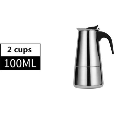 Kaffeemaschine, Moka-Espressomaschine aus Edelstahl 304, 12 Tassen (600 ml), achteckige Kaffeemaschine, für 2 Tassen (100 ml) – Typ A (1/4)