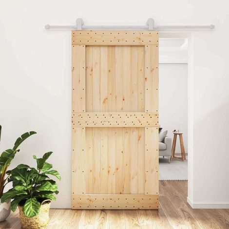 vidaXL Puerta Corredera Natural y Blanco (1/5)