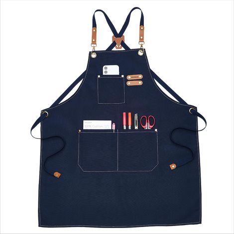 Tablier de peinture en toile imperméable tablier de cuisine pour hommes et femmes tablier de barbecue à bretelles réglables avec 3 (1/4)