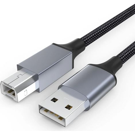 Cable USB 2.0 para impresora tipo B nylon 2 M Negro (1/4)