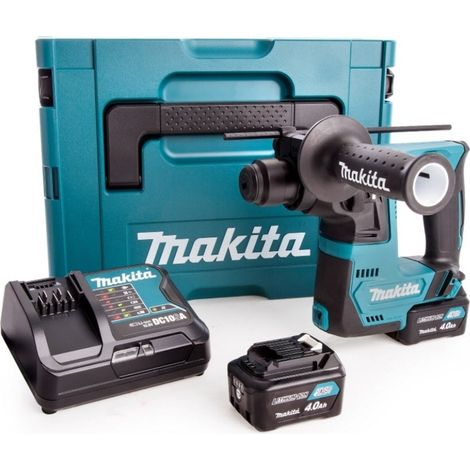 Makita – Perforateur sans fil 12V SDS-PLUS 1J avec 2 batteries 4.0Ah – Mandrin SDS-PLUS à changement rapide – Éclairage LED – HR140DSMJ