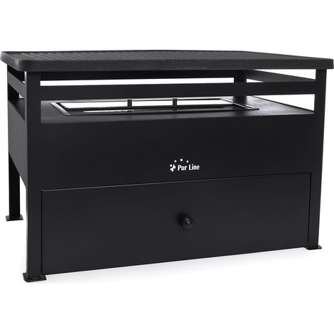 Purline – Barbecue à l'éthanol 1.5L en acier noir – Surface de cuisson 47,5 x 30 cm – Design ergonomique et léger – Fonctionnement jusqu'à 5 heures (1/5)