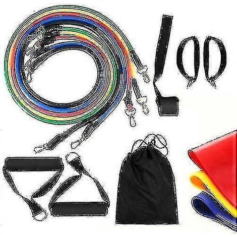 Ensemble de 14 bandes de résistance Pop It Hand Trainer, bandes d'entraînement et de fitness, ancrage de porte, sangle de cheville, poignées rembourrées Z7 (1/5)