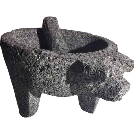 8" Molcajete aus vulkanischem Lavagestein / Steinmörser- und Stößelset / Hergestellt in Mexiko für Salsa & Guacamole