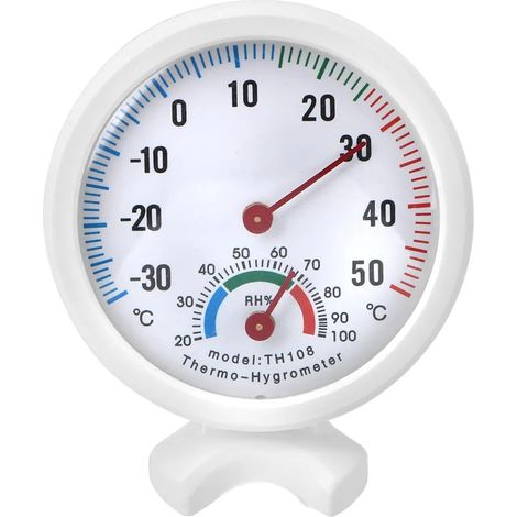 Thermomètre Hygromètre Rond Mural 2-en-1 Mini Horloge Forme Mesure Température Humidité Outil Précision (1/4)