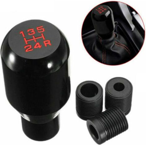 Pomello del cambio, pomello del cambio universale a 5 marce, pomello del cambio manuale in metallo con 3 adattatori (8 mm, 10 mm, 12 mm) per auto con cambio manuale - Nero