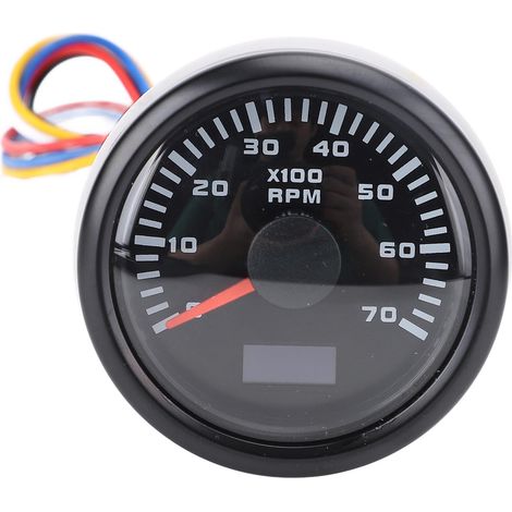 Tachymètre 52mm 7000 tr/min avec compteur horaire, rétro-éclairage 7 couleurs, jauge de tr/min DC 9-32V pour camion tracteur voiture RV bateau couvercle de cadran noir CX6229B (1/5)