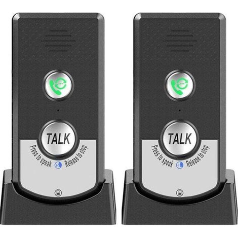 Lot de 2 interphones domestiques sans fil, appels bidirectionnels, interphone vocal portable sans fil ultra longue portée pour personnes âgées, communication inter-pièces, sonnette d'appel (1/4)