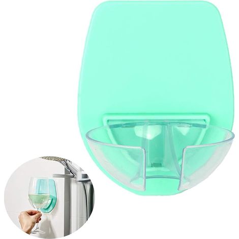 Support de verre à vin en silicone pour baignoire et douche, accessoires pour vin et bière, support à ventouse avec forte ventouse (vert) (1/5)
