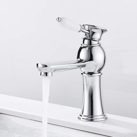 Grifo mezclador de cerámica para lavabo de bañoZOLGINAH , grifo de agua fría y caliente Vintage para lavabo de baño, decoración del hogar (1/5)