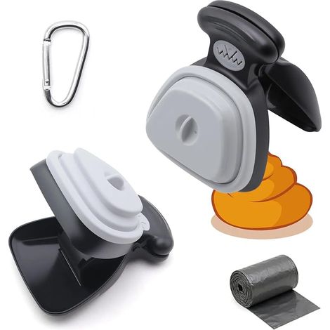Gris Ramasse Crotte pour Chien avec Sacs à Déchets, Pince a Crotte de Chien Portable, Pelle a Caca Chiens Extensible, aux Petits Chiens, Chats ou Autres Petits Animaux Domestiques