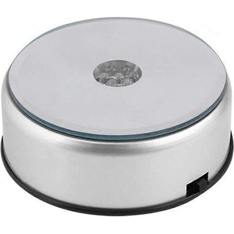 Socle tournant pour cristaux et objets d'art en verre, 10 cm (4 pouces), 7 LED de 7 couleurs, support rotatif pour cristaux, prise américaine. (1/5)