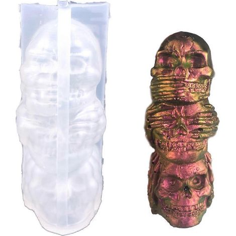 3D-Silikonform in Totenkopfform zur Kerzenherstellung, Harzform für Aromatherapie-Kerzen