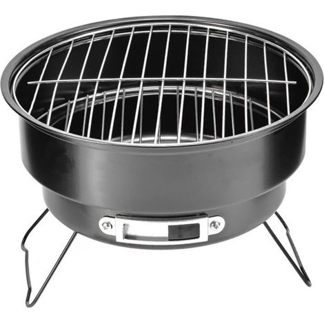 Barbecue rond portable de 25 cm en bois de charbon avec poignée pour cuisine extérieure, barbecue, pique-nique, camping (1/3)