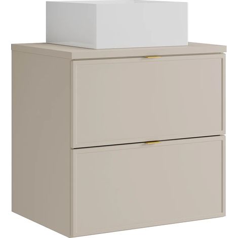Mobile bagno sospeso con lavabo da appoggio quadrato Beige 60 cm - ONDIL (1/5)