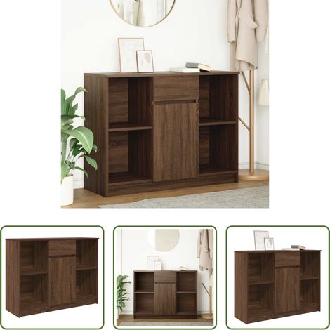 Schrank - Sideboard mit Schublade Braun Eichen-Optik 101x35x76 cm (1/5)