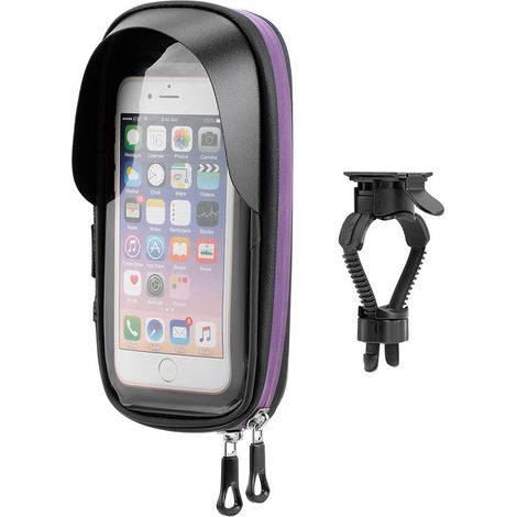 Soporte para teléfono de motocicleta a prueba de agua, paquete de 2, soporte para teléfono inteligente con rotación de 360° para motocicleta y scooter con cubierta para lluvia.