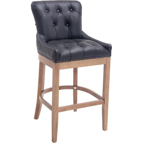 Sgabello Lakewood vera pelle antico-chiaro nero (1/5)