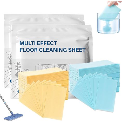 120 Pièces Floor Cleaning Tablets, Soluble Dans L’eau Feuille Nettoyante Miracle, Concentré Pastilles Nettoyantes Pour Sols, 2 Parfumés, Pour Sols-Durs Et Carrelage (Bleu Et Jaune) (1/5)