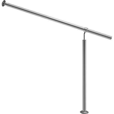 MONZANA® Handrails For Stairs 80-160cm Stainless Steel Stair Outdoor Handrail - Single Column Floor and Wall Mounted Hand Rails for Outdoor Steps, Hand Rail for Entrance & Garden Steps - Brushed Steel