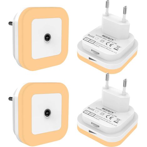 Lot de 4 Veilleuse LED, Capteur luminosité, Éclairage réglable, Douille fixe, Prise secteur 220V (1/5)