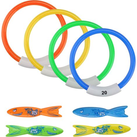 8 Pieces Diving Toys, Digital Diving Ring and Torpedo Toys, Swimming Toys Swimming Pool Sinking Quickly for Diving Training, Swimming Parties (1/5)