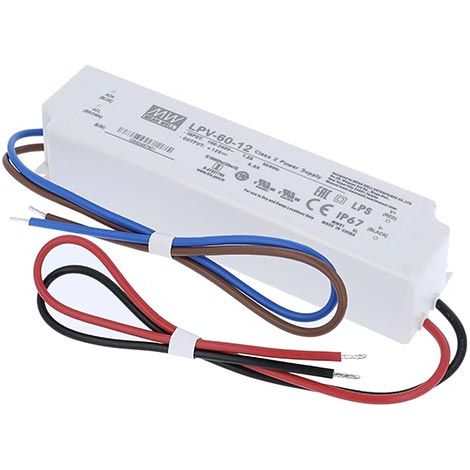 Meanwell LPV-60-12 Alimentatore switching a uscita singola 12V 60W 5A impermeabile IP67 (1/3)